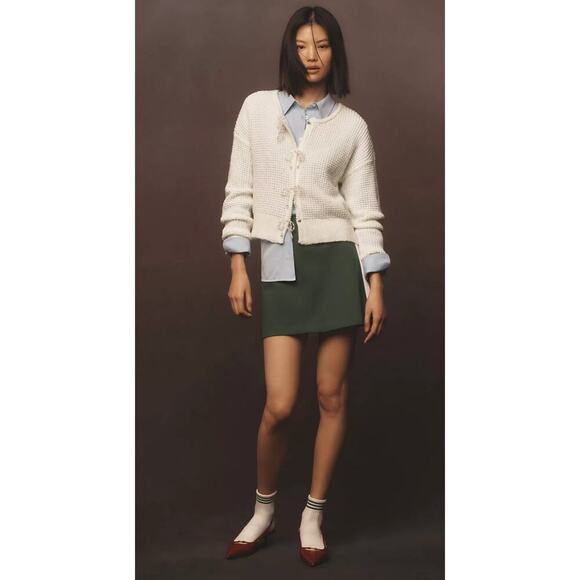 NWT Anthropologie Maeve Mod Mini Skirt Size XS Green White - Picture 3 of 8